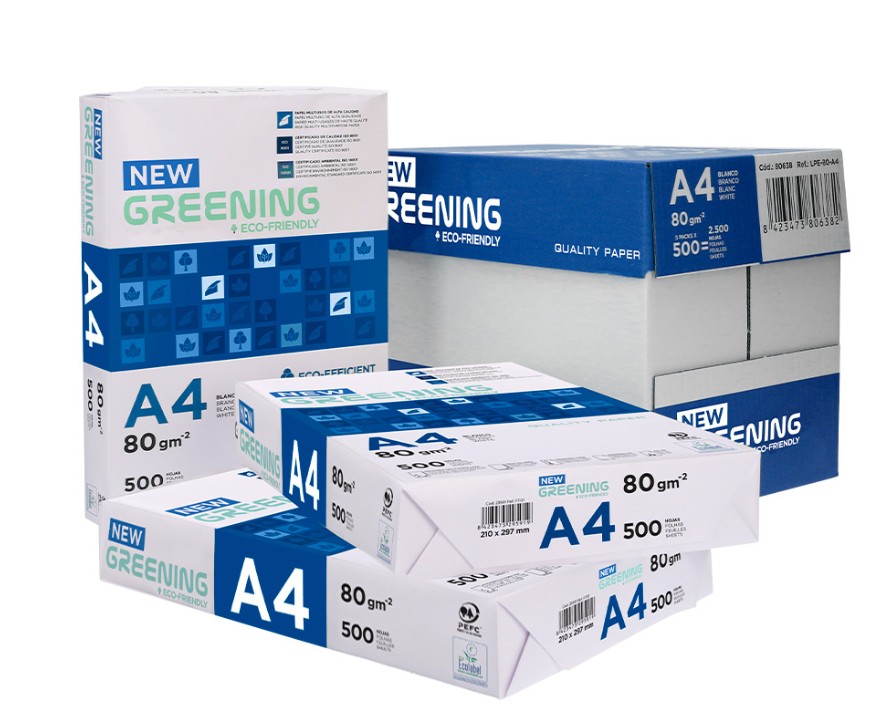 Papel Fotocopiadora Greening A4 80 g Reciclado FSC ECO-LABEL Fabricado en España – Caja 5 Paquetes