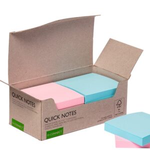 Bloc Notas Adhesivas Q-Connect 76x76 mm Papel 100% Reciclado Colores Pastel – Pack 12 Blocs