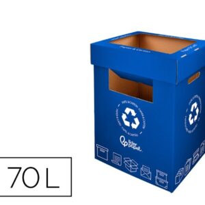 Contenedor Papelera de Reciclaje Liderpapel para Papel y Cartón 70 L Azul