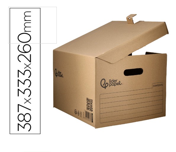 Cajón Contenedor de Archivo Liderpapel Cartón Reciclado Km0 – 3 Cajas Folio | Fabricado en España - Imagen 2