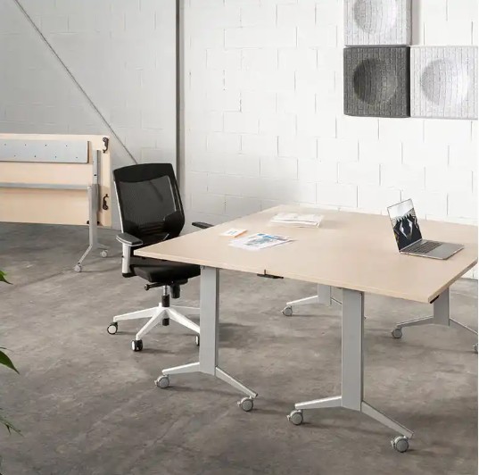 Mesa de Oficina Rocada 140x80 cm Tablero Abatible 90º Acabado Gris/Haya Fabricada en Barcelona | Km0 - Imagen 3