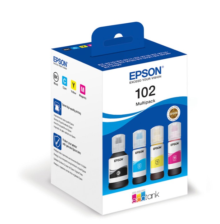 Tinta Epson 102 EcoTank Multipack Original Negro + Cian + Magenta + Amarillo – Sin Cartuchos Desechables - Imagen 2