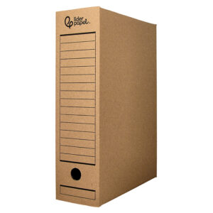 Caja de archivo definitivo Liderpapel folio de cartón reciclado kraft