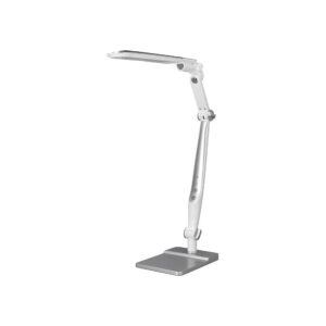 Lámpara de escritorio Q-Connect LED de 9 W plateada con brazo oscilante y base