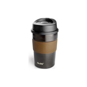 Vaso térmico Ibili Luxe de acero inoxidable de doble pared, 360 ml, con tapa hermética y faja de agarre